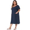 Agnes Orinda Women's Plus Size Short Sleeve Scoop Neck Soft with Pockets Nightgowns - 3 of 4