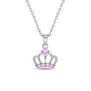 Girls' CZ Classic Crown Sterling Silver Necklace - In Season Jewelry - 1 of 4