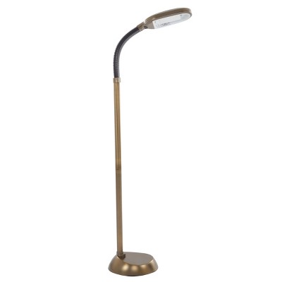 Hastings Home Natural Full Spectrum Sunlight Reading Floor Lamp - Brass