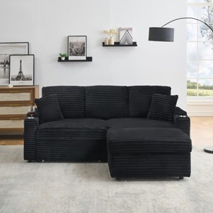 NicBex 80 inch Convertible Sleeper Chair,Modern Pull-out Sofa Bed with Footstool,Soft Couches with Solid Wood Frame for Living Room,Green/Orange/Black - 1 of 4