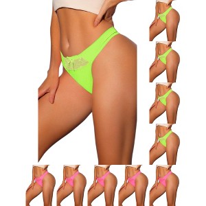 INSPIRE CHIC Women's Low-Waisted Smooth Elastic Solid Thongs 10 Packs - 1 of 4