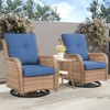 POCASSY Wicker Swivel Rocking Chairs, Oversized Rocker Patio Chairs Set Rattan Glider Chairs for Outdoor Porch Deck Backyard - 3 of 4