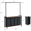 Laundry Sorter 2/3/4 Section with Rolling Hamper, Hanging Rack, Shelf & Lockable Wheels, Heavy Duty Laundry Organizer Cart for Bedroom/Bathroom - 3 of 4