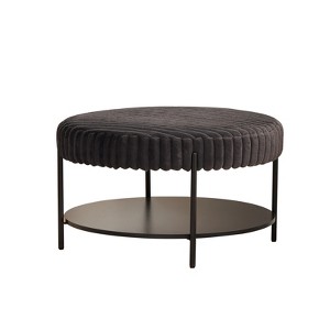 FONTOI 30.9" Upholstered Ottoman, Coffee Table Foot Rest with Wooden Open Storage Shelf for Living Room Entryway Hotel, Charcoal, 30.9"*17.7"*30.9" - 1 of 4