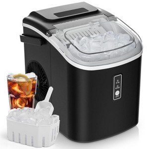 EUHOMY 26.5lbs Countertop Ice Maker Machine with Handle, 9 Cubes in 6 Mins, Auto-Cleaning Portable Ice Maker with Basket and Scoop,Black - 1 of 4
