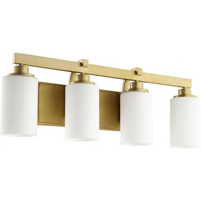 Quorum Lighting Lancaster Glass 4-Light Aged Brass Vanity Fixture