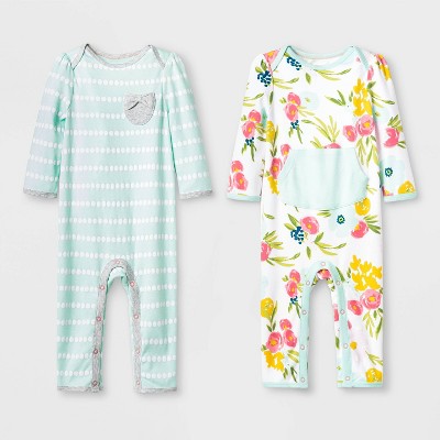 Baby Girls' 2pk Floral Fields Rompers 