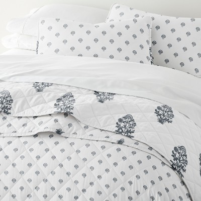 Becky Cameron Quilted Coverlet Set – Ultra-Soft Lightweight Bedding in Stamped Bloom Pattern by Becky Cameron, Stamped Bloom Dusk Blue, King/California King — фото 7