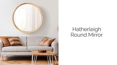 Hatherleigh 30" Natural Wood Round Bathroom Vanity Mirror