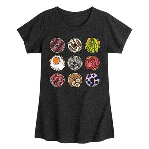 Girls' - Instant Message - Bagel Grid Fitted Short Sleeve Graphic T-Shirt - 1 of 4