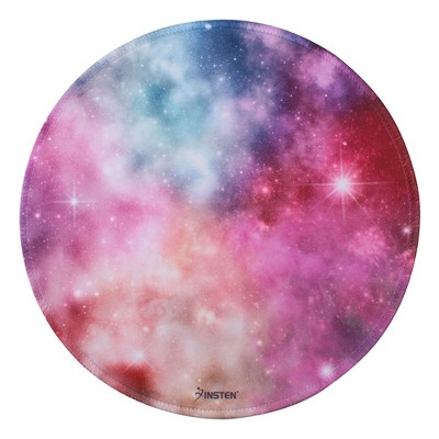 Insten Galaxy Mouse Pad Round, Stitched Edges, Non Slip Rubber Base, Smooth Surface Mat, For Home Office Gaming, Pink Purple