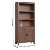 Bookcase with Door 5 Tier Storage Bookshelf Wooden Farmhouse Bookshelves Rustic Vintage Etagere Walnut,Brown,Set of 2 - 2 of 4
