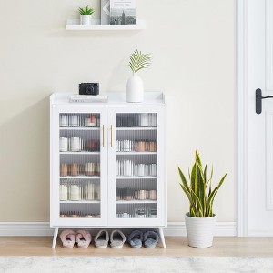5-Tier Glass Door Shoe Cabinet – Entryway/Hallway/Living Room Storage Organizer - 1 of 4