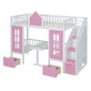 Bunk Bed with 2 Drawers and Storage Stairs, Loft Bed with Desk and Seat Can Be Turned Into Bunk Bed - 4 of 4