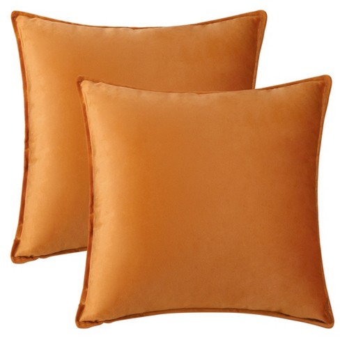 Unique Bargains Velvet Throw Home Decor Solid Couch Sofa Living Room Pillow Covers Orange 20 x 20 2 Pcs