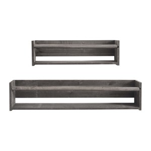 HomeRoots Set Of Two Gray Wood Wall Mounted Floating Shelves - 1 of 4