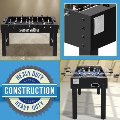 SereneLife 48" Black Wood Foosball Table with Chrome Rods
