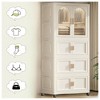 Okak Folding Wardrobe, 25.59" Closet with Wheels & Magnetic Door, Layered Storage Cabinet + 3 Folding Boxes & 10 Hangers for Apartments, Cream White - 4 of 4