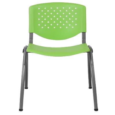 Green Plastic Stacking Reception Chair with Metal Frame