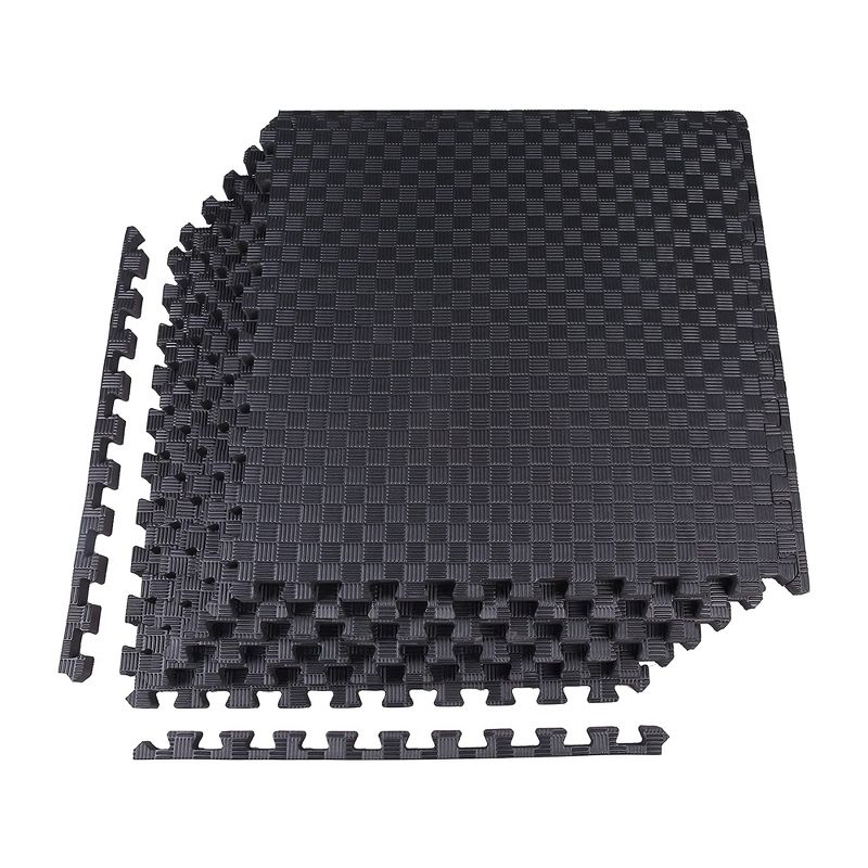 BalanceFrom Fitness 1 Inch Thick High Density Non Slip EVA Foam Puzzle Interlocking Home Gym Exercise Floor Mat for Hard Floors, 24 Square Feet, Black, 1 of 7