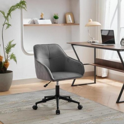 Velvet Upholstered,Adjustable Swivel Modern Office Desk Chair With Wheels For Living Room,Bedroom,Office,Vanity Chairs-Cuddlewood