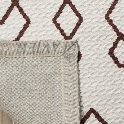 Ivory and Rust Geometric Cotton Runner Rug 2'3" x 6'