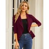 Women's 3/4 Sleeve Cropped Blazer Lightweight Open Front Cardigan Jacket for Business Causal - 2 of 4