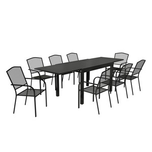 Mondawe 9-Piece Aluminum Extendable Outdoor Patio Dining Set,With Telescopic Table & Mesh Chairs Patio Set - 1 of 4