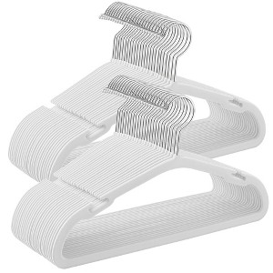 50-Pack Kids Velvet Hangers, 14x8 Inch Non-Slip Children's Hangers with Wide Shoulder Notches & Swivel Hook, Space-Saving Closet Organizers - 1 of 4