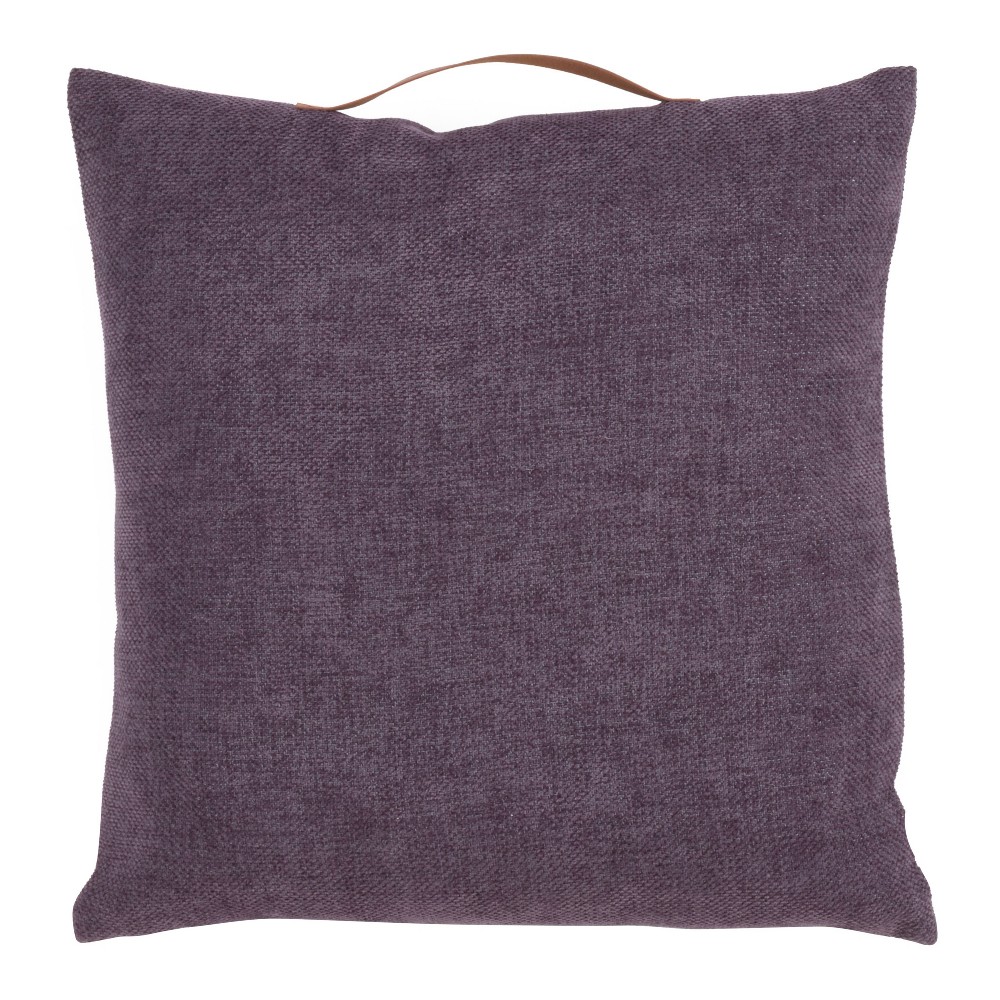 Photos - Pillow 18"x18" Chenille with Handle Poly Filled Square Throw  Purple - Saro