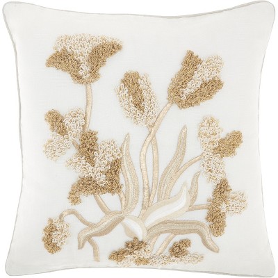 Mina Victory Sofia PN082 Ivory Gold 18"X18" Throw Pillow