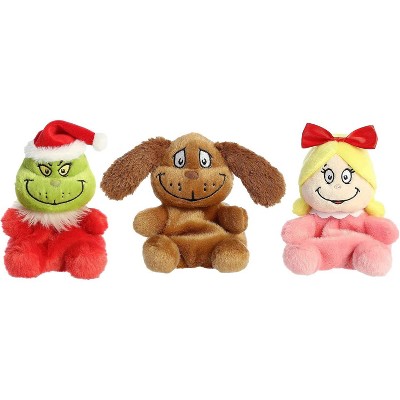 Aurora Palm Pals Dr. Seuss 5 Inch Christmas Plush Trio Set, Santa Grinch, Cindy Lou, & Max
