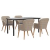 vidaXL Patio Dining Set Outdoor Dining Set Table and Chair Set for Garden - Brown 63" Table Length 5 Piece with Cushions - 3 of 4