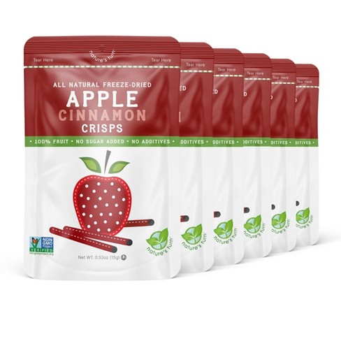 Nature's Turn Freeze-Dried Fruit Snacks - Apple Cinnamon Crisps -  No Sugar Added, Non GMO, Gluten Free, Nothing Artificial - 15g (.53oz) - 6-PACK - image 1 of 4