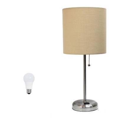 Simple Designs Sleek Slender Brushed Steel Table Lamp