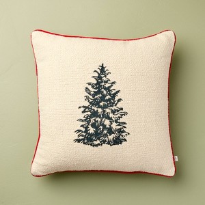 16"x16" Tree Icon Toss Square Pillow Cream/Red Edge - Hearth & Hand™ with Magnolia - 1 of 4