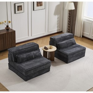 Oversized 2 Seater Circle Fleece Convertible Boneless Sectional Sofa with 2 Pillows and DIY Modular Design - 1 of 4