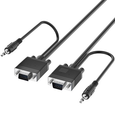 Fosmon VGA/SVGA/UXGA Monitor Cable with 3.5mm Audio Jack (Male to Male) - Support High Video Resolution for LCD LED Monitor HDTV Projector