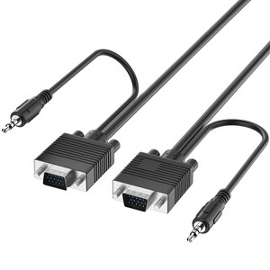 Fosmon VGA/SVGA/UXGA Monitor Cable with 3.5mm Audio Jack (Male to Male) - Support High Video Resolution for LCD LED Monitor HDTV Projector - 1 of 3
