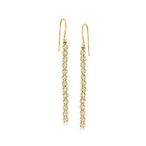 Ross-Simons 0.50 ct. t.w. Diamond Linear Drop Earrings in 14kt Yellow Gold - 1 of 4