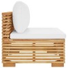 vidaXL Solid Teak Wood Patio Middle Sofa with Cream Cushions - Weather-Resistant Outdoor Furniture for Terrace, Garden, Cozy Seating Arrangement - 4 of 4