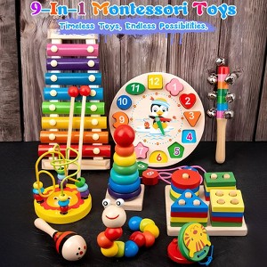9-in-1Wooden Intellectual Development Toys, Birthday gift For Kids, Early Learning Educational Montessori Toys for  Boys Girls 3+ - 1 of 4