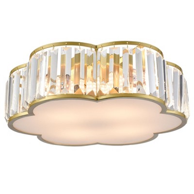 Claxy 4-Light Crystal Flush Mount Ceiling Light Modern Gold Ceiling Light