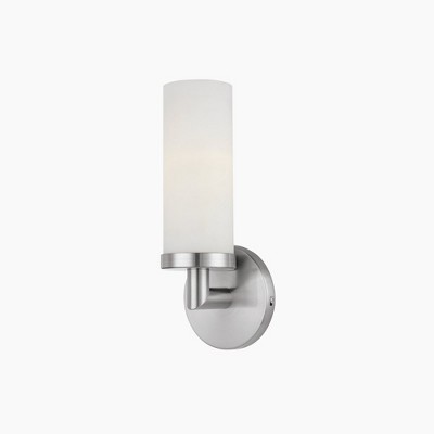 Cylinder Brushed Steel Dimmable Wall Sconce with LED Lighting