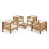 Christopher Knight Home Oana Outdoor Acacia Wood 5 Piece Club Chair Chat Set with Cushions - 2 of 4