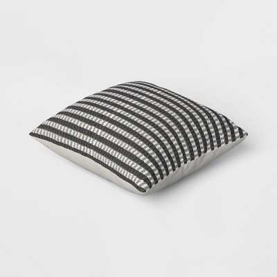 18&#34;x18&#34; Stitched Stripe Square Outdoor Throw Pillow Assorted Grays - Threshold&#8482;_1