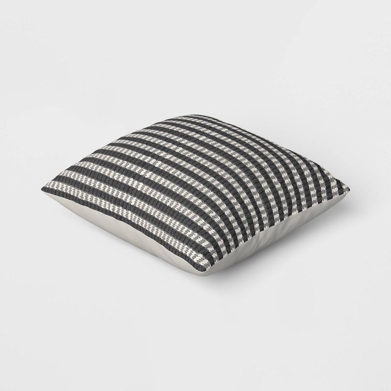 18&#34;x18&#34; Stitched Stripe Square Outdoor Throw Pillow Assorted Grays - Threshold&#8482;, 4 of 6