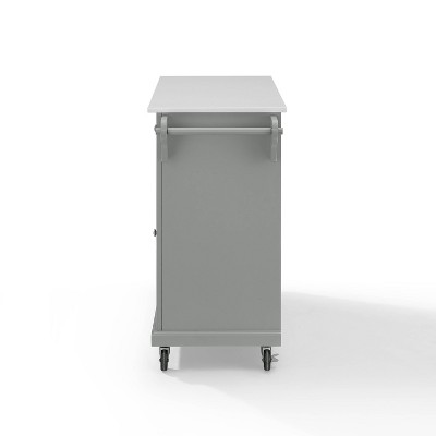 Gray Granite Top Kitchen Cart with Storage and Spice Rack