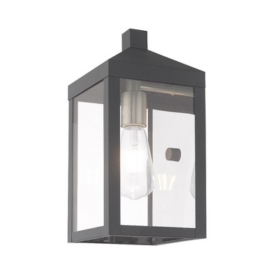 Scandinavian Gray Clear Glass Outdoor Wall Lantern