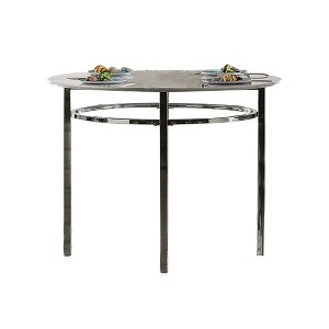 Simple Relax Faux Marble and Metal Round Dining Table in White and Chrome - 1 of 4